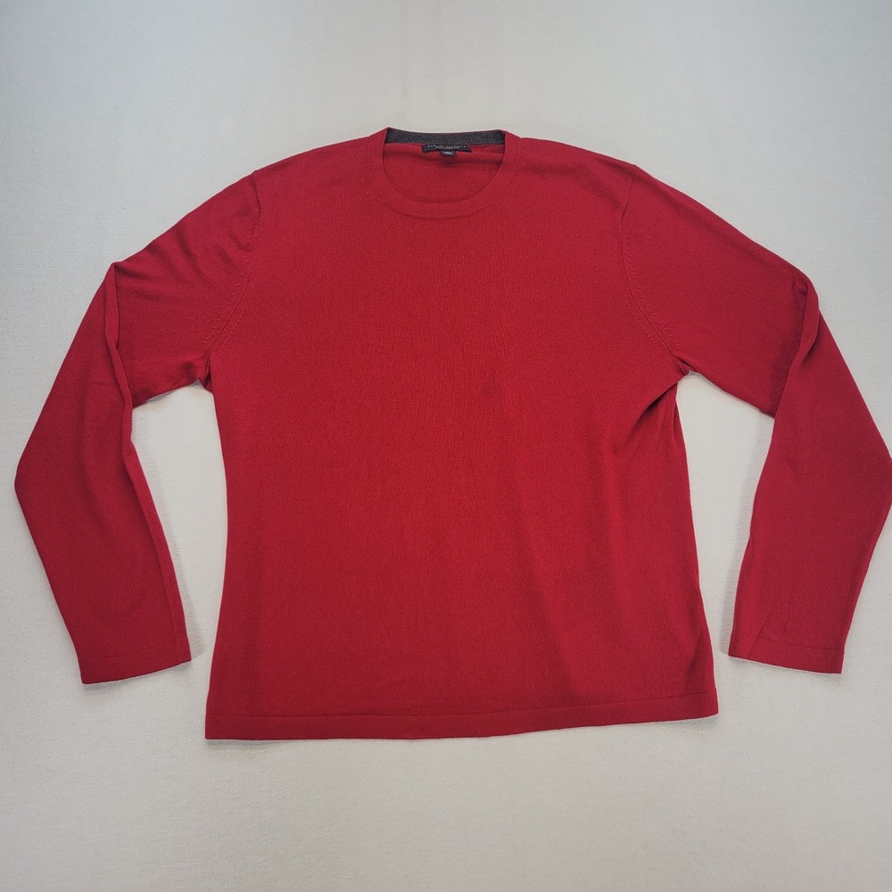 Banana Republic Sweater Womens Large Red Cashmere Silk Crewneck Preppy Holiday - Picture 1 of 11